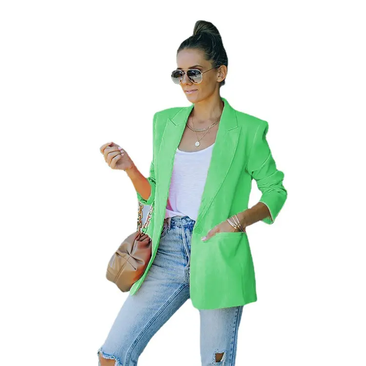 J&H fashion hot selling 3XL plus size women's coats solid color long sleeve business suit corporate attire jaqueta