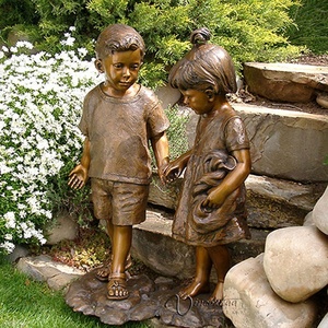 Gran antiguo jardín decoración Metal niños bronce niño tocando flauta estatua de bronce - Product Image 4