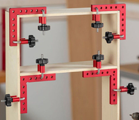 Lot de 3 serres-joints en aluminium en forme de L de 120/140 mm pour le travail du bois, avec échelle, équerre de positionnement à 90 degrés pour l'assemblage et la localisation