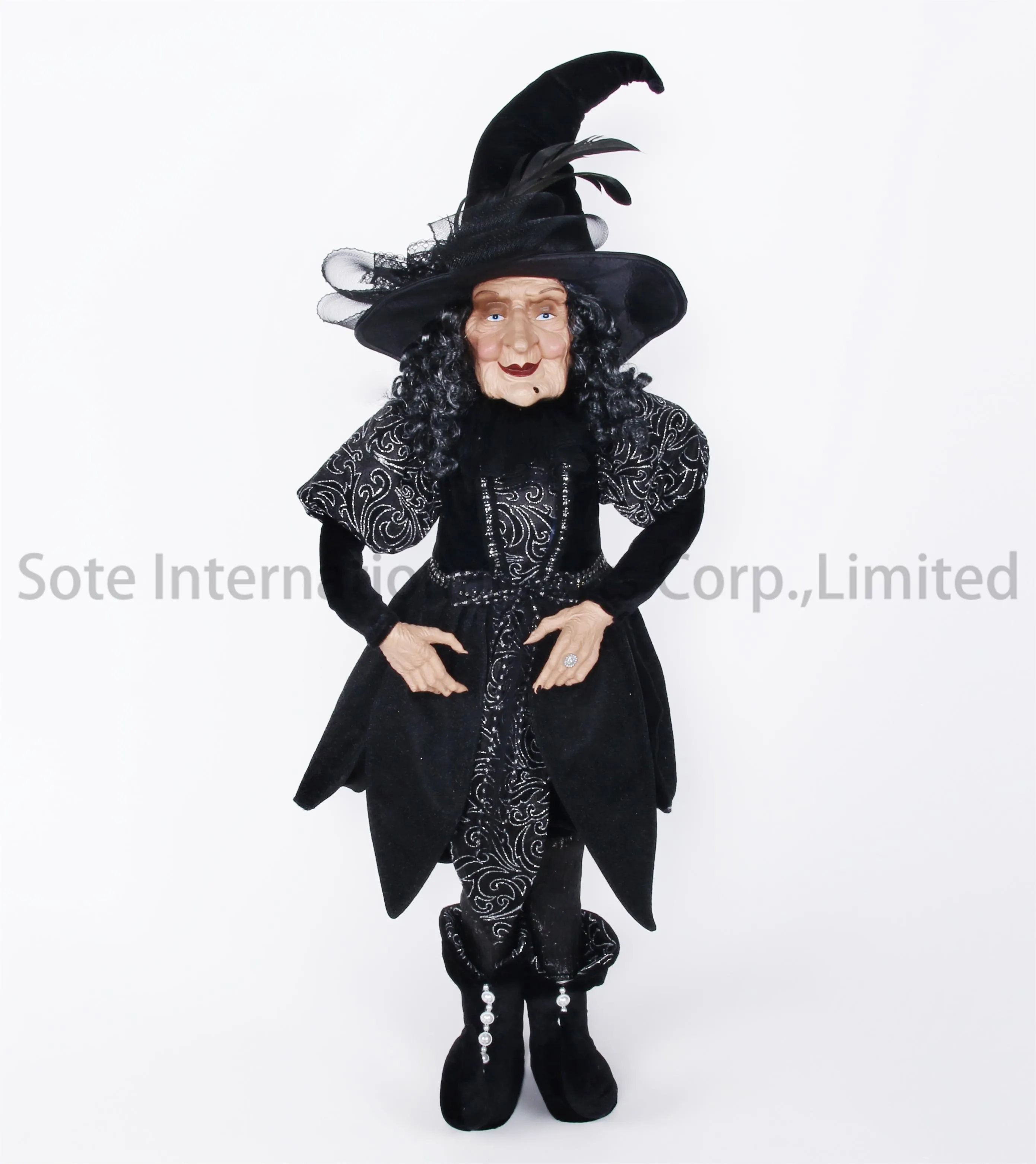 Boneca bruxa de Halloween SOTE 2024, mais nova boneca de 90 cm, desenho horrível com postura ajustável, enfeites de férias