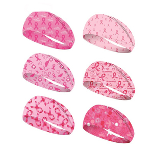 يوم سرطان الثدي عصابة رأس وردية مطبوعة بشريط فيونكة عقال إكسسوار للشعر - Product Image 1