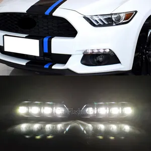 LED gündüz farı Ford Mustang 2015 2016 2017 su geçirmez 12V sarı dönüş sinyal gösterge ışığı tampon lambası LED DRL