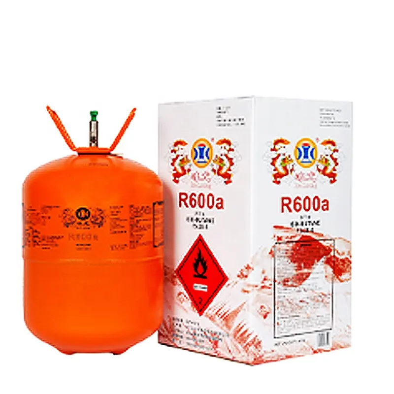 Proveedor de gas refrigerante R600a, refrigerante de alta pureza R600a 5KG/11LB cilindro de gas o embalaje de tanque ISO, el precio es favorable.