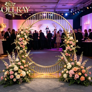 Arche circulaire en métal de <span class=keywords><strong>9</strong></span>,5 pieds, grande taille, pour décoration de toile de fond de mariage, anniversaire, fête, avec fleurs artificielles - Product Image 1