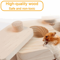 Bunnyhi CSWJ001 Mangeoire en bois pour hamster, plateau à friandises pour hamster ours doré, distributeur de nourriture en bois pour animaux de compagnie