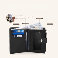 Dompet Mini Lucu Trendi dengan Kancing, Tempat Kartu Bermotif Kotak-kotak, Dompet Koin, Dompet Pendek Kulit PU untuk Perjalanan, Tempat Kartu Identitas dan Kartu Kredit Wanita