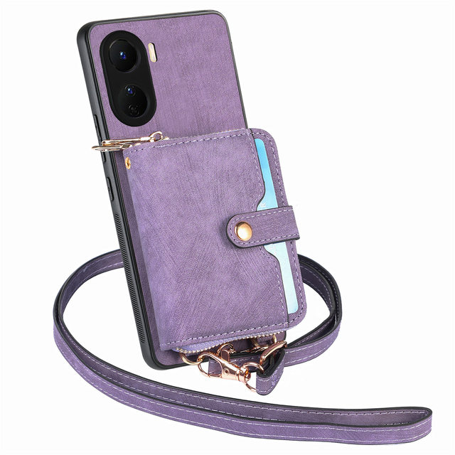 Crossbody Wallet case Back Cover for Vivo S16/S16E/Y02/X90, Leather case with Card Holder for Xiaomi 13 Lite