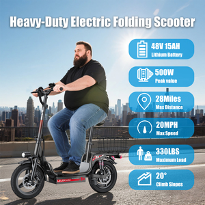 Scooter Eléctrico Reforzado Certificado para Hombres, Carga de 150 kg, 20 MPH, 25 Millas de Autonomía, 500W, Marco de Acero, Doble Suspensión, Plegable - Product Image 1