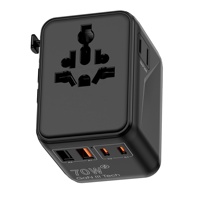 Worldplug 70W Travel Charger Terbaru 2AC PD QC 4.0+ Quick Type C GaN Universal Multi-Plug Adapter Laptop Mobile Charger Seluruh Dunia