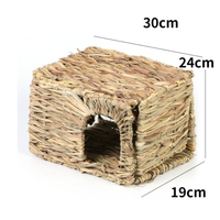 Nid d'élevage pliant pour animaux de compagnie Lapin Totoro Hamster Hérisson Cochon d'Inde Paille Tissé Nid Maison Caractéristique Respirante