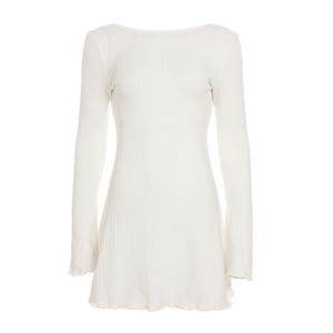 Robe élégante en tricot sans dos, style A, mini-robe sophistiquée de couleur unie, impression numérique naturelle d'automne - Product Image 6