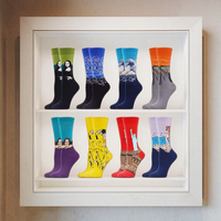 Automne Hiver Rétro Art Van Gogh Mural Monde Célèbre Peinture À L'huile Série Casual Mâle Chaussettes Chaude Nouvelle Collection