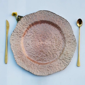 <span class=keywords><strong>Assiette</strong></span> à manger circulaire en verre doré <span class=keywords><strong>de</strong></span> 13 pouces plateau <span class=keywords><strong>de</strong></span> présentation japonais assiettes <span class=keywords><strong>de</strong></span> noël pour la décoration <span class=keywords><strong>de</strong></span> la fête d'événement - Product Image 1