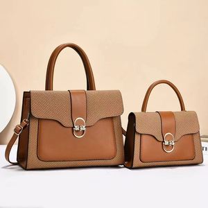 Ensemble 2 en 1 de sacs à main en cuir pour femmes, sac fourre-tout en cuir PU imperméable, sac à bandoulière pour femme - Product Image 1