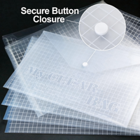 Carpeta de Plástico con Botón de Cierre, Tamaño A4, Impermeable, Transparente, para Documentos, Oficina, Estudiantes, Almacenamiento