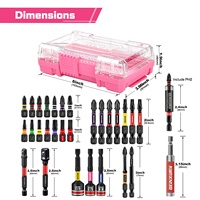 GEINXURN Jeu de 31 tournevis à percussion avec code couleur S2 en acier chromé DIY Industrial Phillips Socket Plastic OEM Box