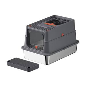 حجم كبير مغلق من الفولاذ المقاوم للصدأ Cat-تحكم في الرائحة سهلة التنظيف قابلة للفصل مادة PP سميكة مضادة للتآكل - Product Image 4