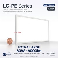 Panneau LED ultra-mince à éclairage périphérique 10 mm, 60W, 2x4FT (595x1195mm), 6000lm, 5CCT, IP20, angle de faisceau 112°, Ra>80, pour bureaux ouverts, CE