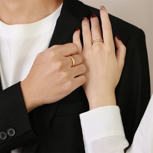 Luxury Diamond Engagement Wedding <b>Couples</b> <b>Rings</b> Custom Name 18k Gold Plated Stainless Steel <b>Rings</b> - Product Image 5