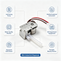 Minibomba peristáltica micro de metal, 0.5ml/min, bomba dosificadora de bajo flujo, motor paso a paso de 8mm, 2 fases, 4 cables, cabezal de rodillo de cobre, DC5V
