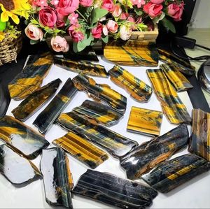 Oferta Especial: Losa de Cristal de Ojo de Tigre Natural de Alta Calidad para Sanación Espiritual, Corte Amarillo y Azul, Piedra Artesanal Premium - Product Image 3