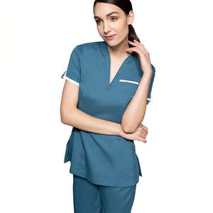 قميص قصير بتصميم مخصص للنساء برقبة على شكل V، زي عمل لموظفات الاستقبال في الفنادق، طقم ملابس للمستشفيات، زي مكتبي غير رسمي، سترة ضيقة - Product Image 2