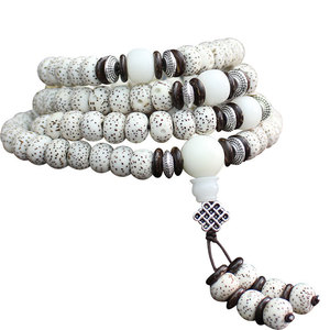 Bodhi Seed <b>Bracelet</b> 108 <b>Beads</b> White Smooth Barrel Shape Ethnic Style For <b>Men</b> Casual Wear - Product Image 5
