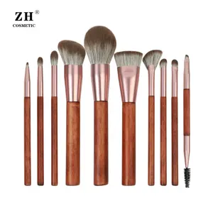 Hot New Beauty Tools Facial Make-Up Products Luxury Personalized 10pcs Brown Custom Logo Professional Makeup Brushes For Women