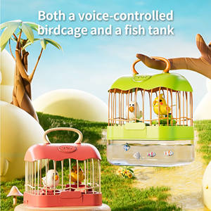 Jouet cage à oiseaux parlante 2 en 1, lumière et contrôle sonore, aquarium pour oiseaux, jouet éducatif, cage à oiseaux pour enfants, apprentissage précoce - Product Image 6