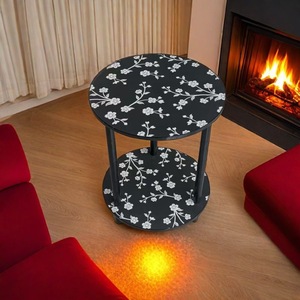Moderne Dubbellaagse Kleine Salontafel Vrolijke Vogels Steen Huishouden Hoek Bijzettafel Voor Woonkamer Slaapkamer Bed-Groothandel - Product Image 2