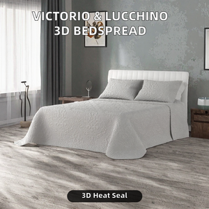 Cubrecama <span class=keywords><strong>Victorio</strong></span> & Lucchino Floral 3D Termosellado de Poliéster Modelo Arianna (Gris 150 cm) - Product Image 4