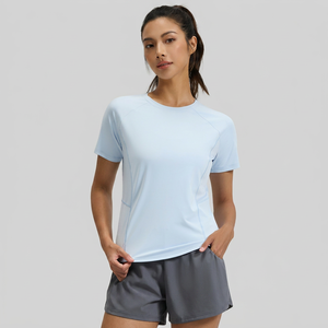 Women <b>Raglan</b> Short Sleeve Yoga T Shirt Quick Dry Breathable Mesh Back Athletic <b>Top</b> Loose Curved Hem Running Workout Active Wear - Product Image 3