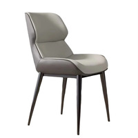 Chaise de salle à manger moderne minimaliste en métal Canton Foshan avec dossier rembourré en cuir PU pour usage domestique et hôtelier, légère