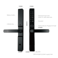 Cerradura Inteligente Impermeable IP65 para Puerta de Aluminio con Marco Estrecho, Huella Dactilar, Contraseña, RFID, Tuya, Bluetooth, Cerradura Electrónica