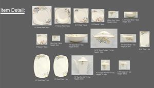 <span class=keywords><strong>Service</strong></span> de table turc simple 62 pièces, nouvelle <span class=keywords><strong>vaisselle</strong></span> en <span class=keywords><strong>porcelaine</strong></span> en os, <span class=keywords><strong>service</strong></span> de table carré, services de table complets - Product Image 6