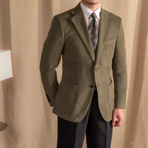 Spring Suede Slim Casual Suit UK Office Solid Color Suede Two Button Men's Suit