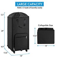 Panier à linge extra large à roulettes avec roues amovibles et couvercle zippé, panier à linge autoportant pliable pour vêtements