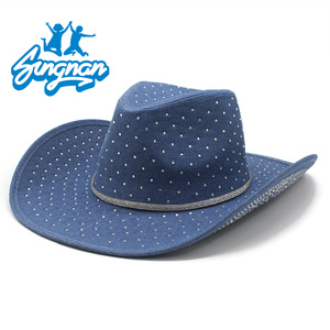 Chapeau de <span class=keywords><strong>cowboy</strong></span> unisexe en feutre de diamant scintillant Rhinestone rose chapeau de cowgirl pour hommes femmes pour les fêtes sportives Costumes de voyage - Product Image 5
