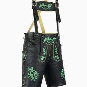 Auténticos Lederhosen Bávaros Negros Bordados, Traje Tradicional, Tallas Europeas 46 a 62 en Stock - Product Image 1