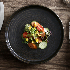 Directo de fábrica al por mayor hotel negro mate nórdicos de cena de porcelana placa vajilla de cerámica restaurante placas - Product Image 2