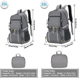 Mochila de senderismo informal ligera con diseño enrollable de moda portátil para cierre de cremallera de viaje promoción personalizada clásica - Product Image 3