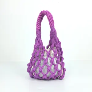 Boho Hot Style Fashionable Cotton Rope Macrame Crochet Woven Bag Handbag Beach Bag