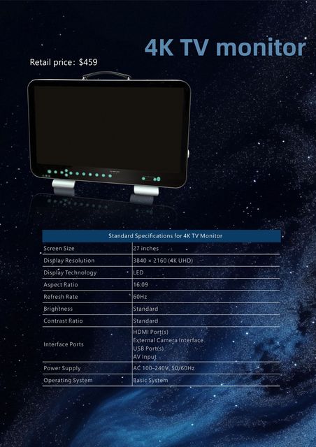 4K Plastic TV Monitor for Home Use