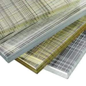 Wholesale laminated art copper weave wire mesh fire glass for window