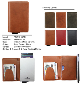 กระเป๋าสตางค์อะลูมิเนียม CardHoda ดีไซน์พับสั้น บุด้วยหนังแท้ ป้องกัน RFID สำหรับทุกเพศ - Product Image 4
