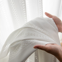 Cloison de rideau transparent brodé tissé blanc translucide pour rideaux d'installation facile de balcon de salon