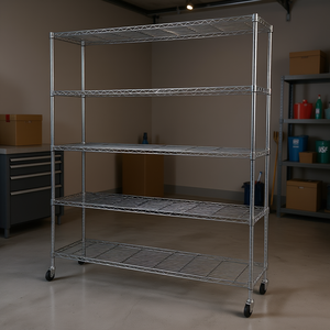 Estantería de alambre de acero certificada por NSF de 5 niveles ajustables con ruedas para organización de almacenamiento en la cocina - Product Image 2