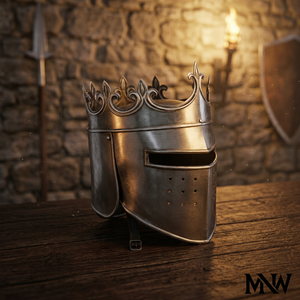 <b>Silver</b>-Plated Stainless Steel Knight Helmet With <b>Crown</b> Design Polished Antique Style Armor Collectible Art Piece - Product Image 3