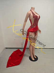 Ocstrade منتجات رائجة للسيدات فساتين عيد ميلاد بحواف حمراء جميلة طويلة بحواف كبيرة للنادي بحمالة رقبة - Product Image 4