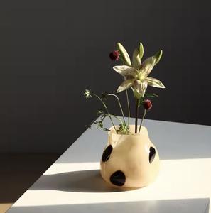 <b>Retro</b> Wave Point Hydroponic <b>Glass</b> Vase- Black Dot Printed Cylinder Modern Art Design for Home & Wedding Decor Wholesale Vases - Product Image 4